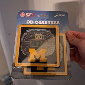 Set of two 3D University of Michigan Coasters